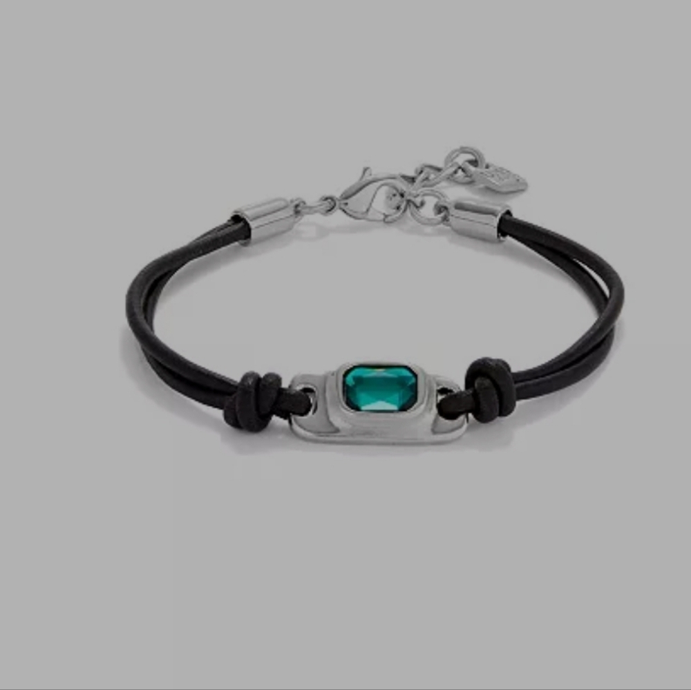 Silver and Green Bracelet by Uno de 50